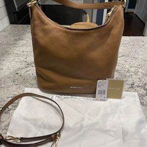 Michael Kors Lupita Large Hobo Convertible Leather Shoulder Bag ACORN